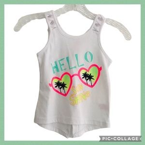 NWT Cute Tropical Girls White Hello Glasses Tank Top